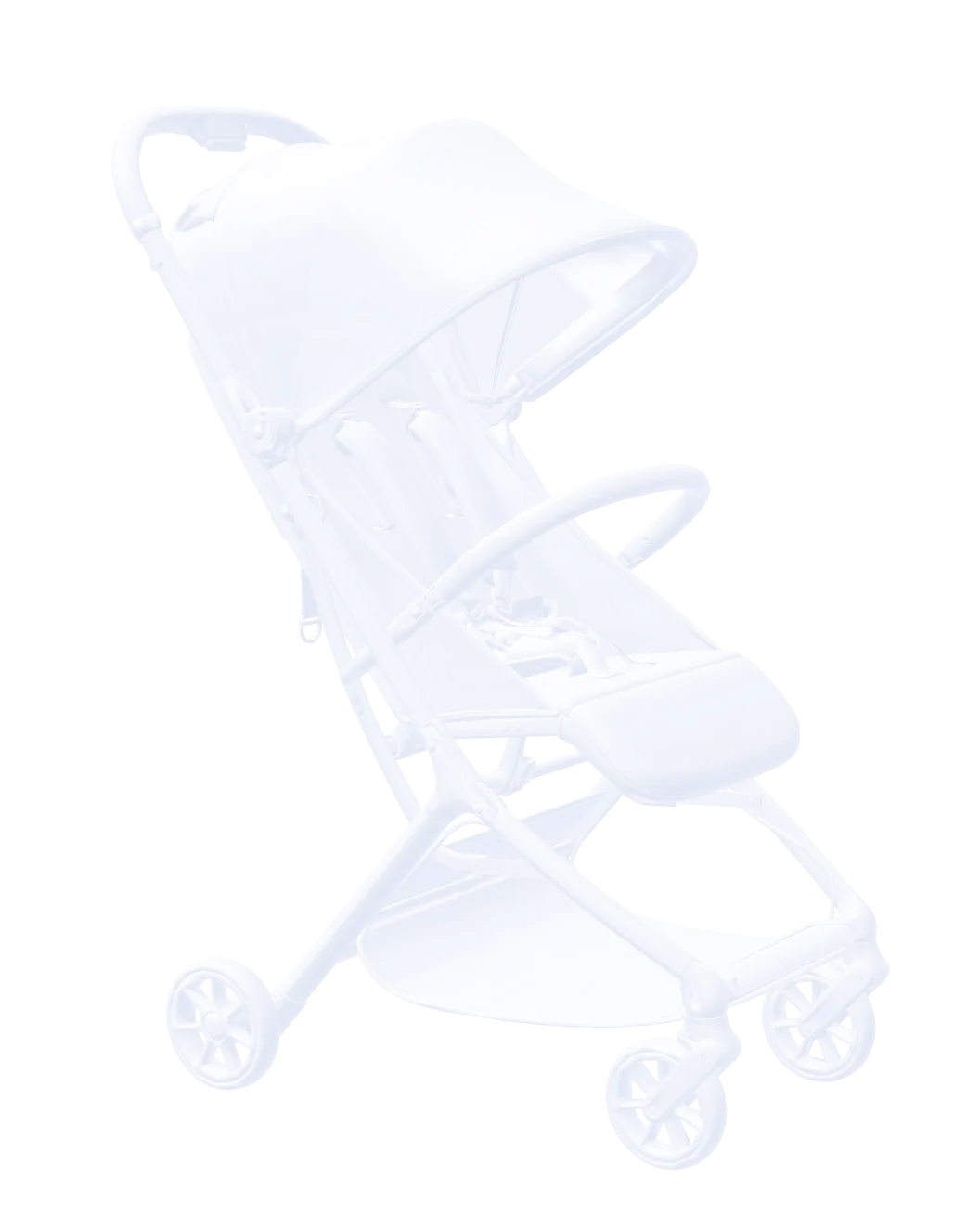The stroller's 3D twin, drawn in milky white